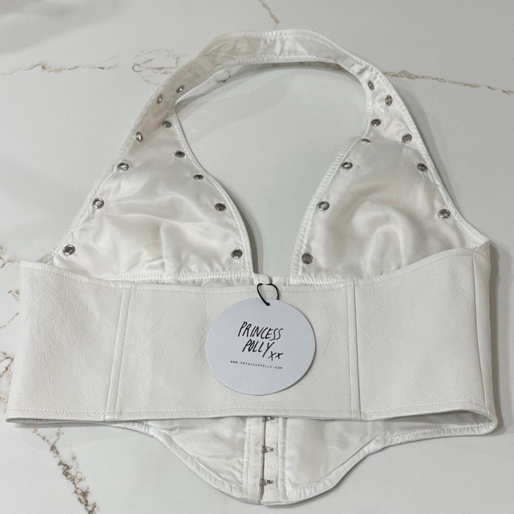 Princess Polly White Studded Plunge Corset Crop Top (Rodeo) - Picture 3 of 3